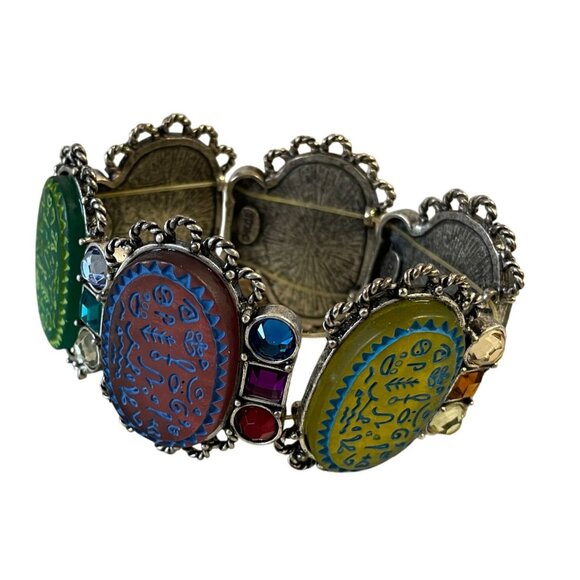 Chico's Luxor Multicolor Oval Stretch Statement Bracelet Large - Picture 3 of 9